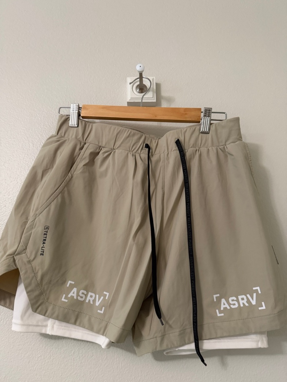 ASRV Men's Taupe Performance Running Shorts with White Liner